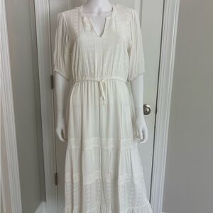 Women's white Boho Tiered Maxi Dress
